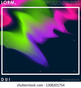 PrintHolographic poster set. Abstract backgrounds. Futuristic holographic poster with gradient mesh. dark back ground.