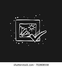 Printing approval icon in doodle sketch lines. Print shop service publisher desktop publishing
