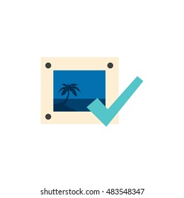 Printing approval icon in flat color style. Print shop service publisher desktop publishing