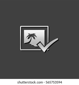 Printing approval icon in metallic grey color style. Print shop service