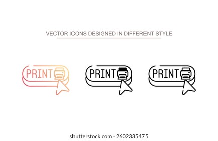 Printing Button icon design with white background stock illustration