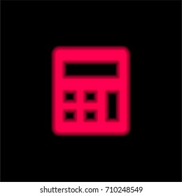 Printing Calculator red glowing neon ui ux icon. Glowing sign logo vector