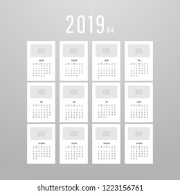 Printing calendar for 2019