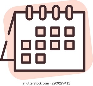Printing calender, illustration, vector on white background.