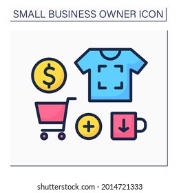 Printing color icon. Creative equipment for printing images on shirts and cups. Sell own production. Small business owner concept. Isolated vector illustration