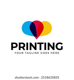 Printing company logo design with printer graphics  illustration with cyan, magenta, yellow, and black color.