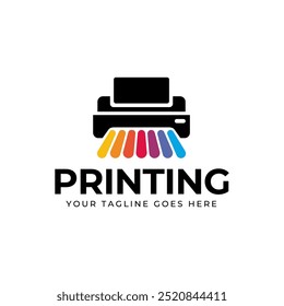 Printing company logo design with printer graphics  illustration with cyan, magenta, yellow, and black color.