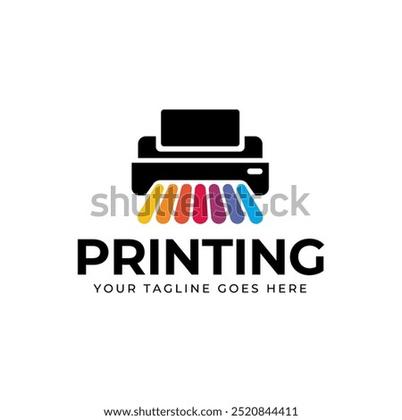 Printing company logo design with printer graphics  illustration with cyan, magenta, yellow, and black color.