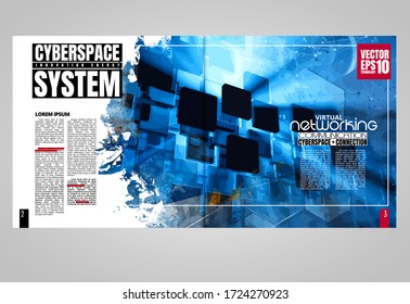 Printing or e-book technology magazine, vector easy to editable