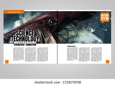 Revista de tecnología de impresión o libro electrónico, vector fácil de editar