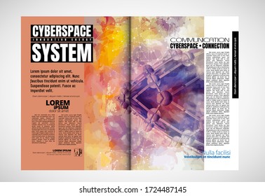 Zeitschrift für Druck- oder E-Book-Technologie, leicht zu bearbeitender Vektor