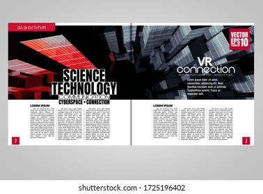 Zeitschrift für Druck- oder E-Book-Technologie, leicht zu bearbeitender Vektor