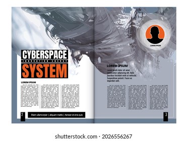 Druck- oder E-Book-Technologie-Magazin, Vektorgrafik leicht zu bearbeiten