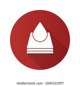 Printing flat design long shadow glyph icon. Paper or fabric with paint drop. Vector silhouette illustration