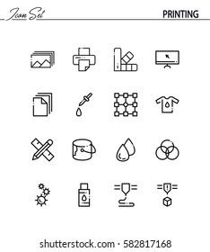 Printing flat icon set. Collection of high quality outline symbols for web design, mobile app. Printing vector thin line icons or logo.