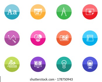 Printing & graphic design icon series in color circles. svg