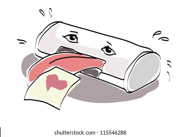 Printing heart. Vector illustration.