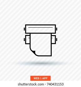printing house machine with paper line vector icon