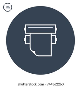 printing house machine with paper line vector icon