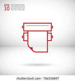 printing house machine with paper line vector icon