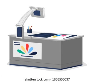 Printing house polygraphy industry isometric design concept with images of printer machine isolated. Professional equipment for advertising agency for color wide-format printing digitally controlled