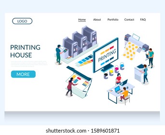 Printing house vector website template, web page and landing page design for website and mobile site development. Polygraphy, publishing house.