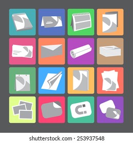 Printing house web flat icons set