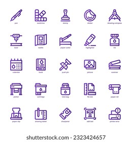 Imprimir paquete de iconos para el diseño del sitio web, logotipo, aplicación e interfaz de usuario. Diseño de gradiente de línea básica de icono de impresión. Ilustración gráfica vectorial y trazo editable.