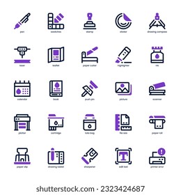 Drucken des Icon-Pakets für Ihr Website-Design, Ihr Logo, Ihre App und Ihre Benutzeroberfläche. Drucksymbol gemischte Linie und solides Design. Vektorgrafik-Illustration und bearbeitbarer Strich.