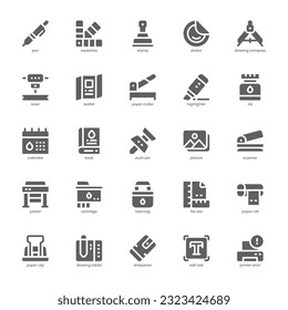 Printing Icon pack for your website design, logo, app, and user interface. Printing Icon glyph design. Vector graphics illustration and editable stroke.