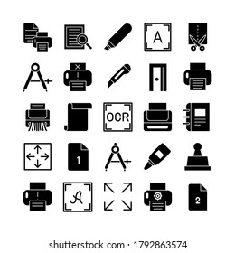 Printing icon set vector solid for website, mobile app, presentation, social media. Suitable for user interface and user experience.