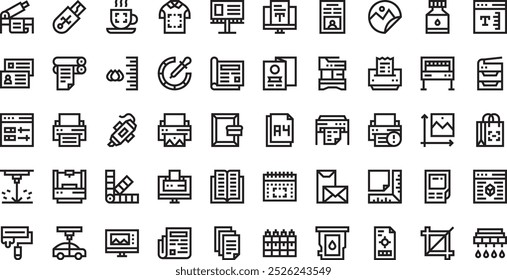 Iconos de impresión. Colección de iconos vectoriales de alta calidad con trazo editable. Ideal para Profesional y Proyectos Creativos.
