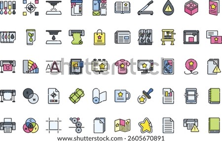 Printing icons High-Quality Vector Icons Collection with Editable Stroke. Ideal for Professional and Creative Projects