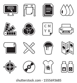 Printing Icons. Line With Fill Design. Vector Illustration.