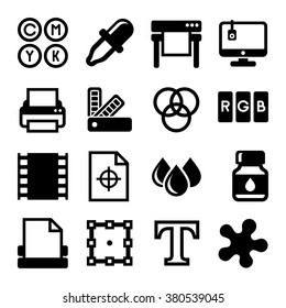 Printing Icons Set on White Background. Vector