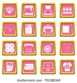 Printing icons set in pink color isolated vector illustration for web and any design