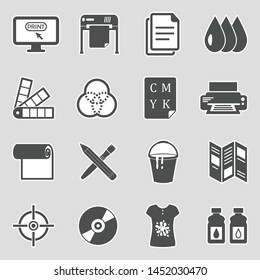 Printing Icons. Sticker Design. Vector Illustration.