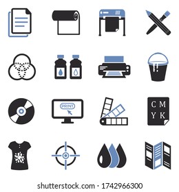 Printing Icons. Two Tone Flat Design. Vector Illustration.
