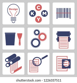 Printing industry icons, vector illustration