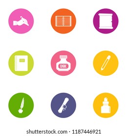 Printing ink icons set. Flat set of 9 printing ink vector icons for web isolated on white background