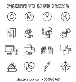 printing line icons, mono vector symbols