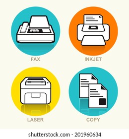 Printing Machine Vector Icon Set