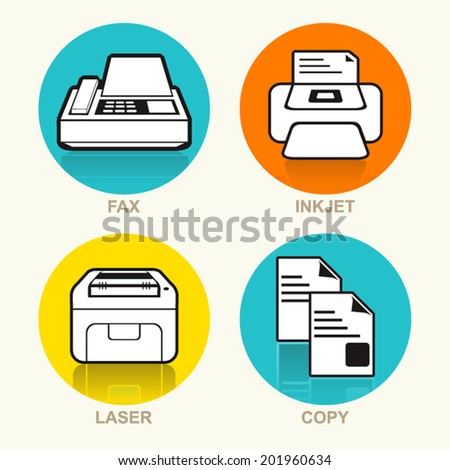 Printing Machine Vector Icon Set