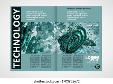 Printing magazine with 3D rendering technology concept easy to editable