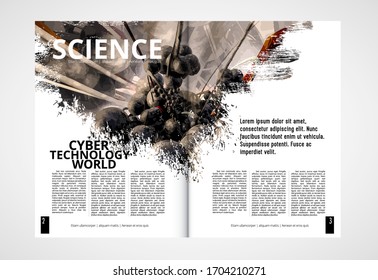 Printing magazine with 3D rendering technology concept easy to editable