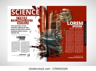 Printing magazine with 3D rendering technology concept easy to editable
