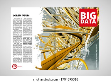 Printing magazine with 3D rendering technology concept easy to editable