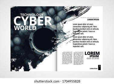 Printing magazine with 3D rendering technology concept easy to editable