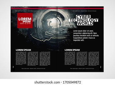 Printing magazine with 3D rendering technology concept easy to editable