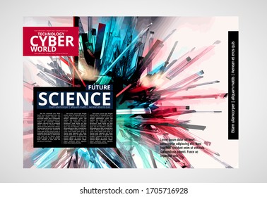 Printing magazine with 3D rendering technology concept easy to editable